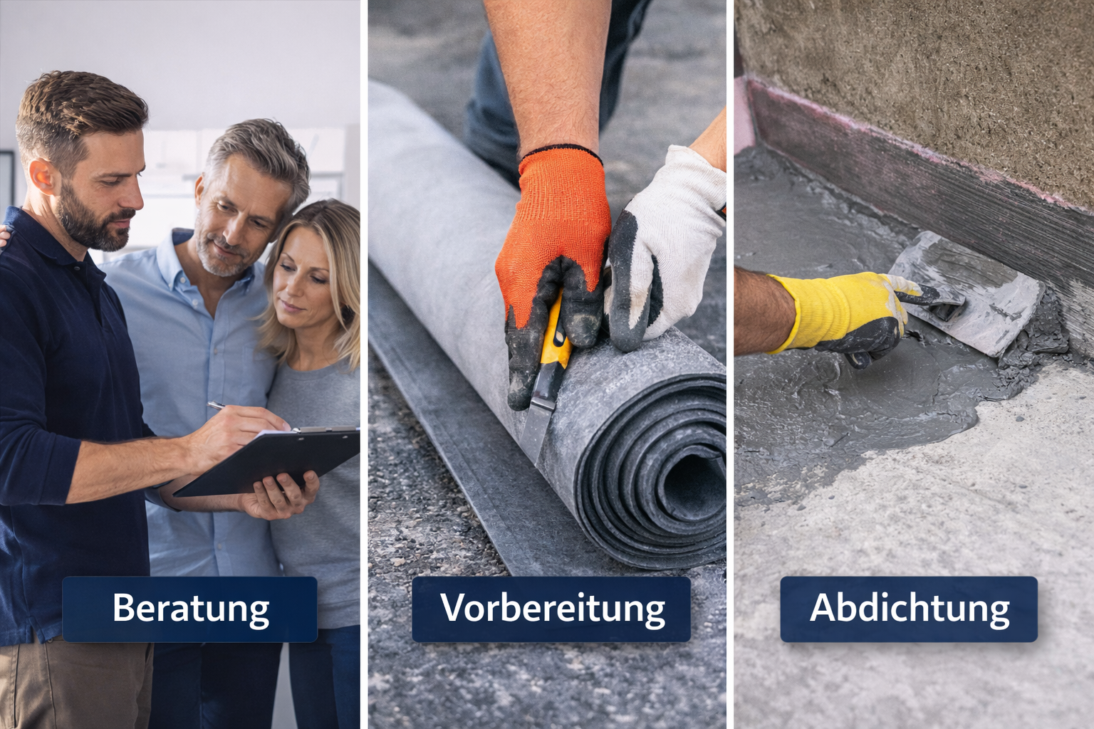 Beratung, Vorbereitung, Abdichtung